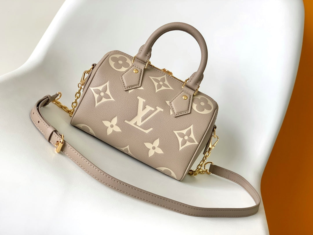 Louis Vuitton Nano Speedy Monogram Empreinte Leather Handbag - Turtledove/Cream