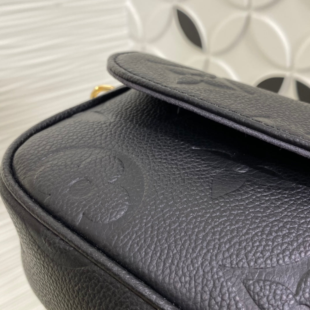 Louis Vuitton Monogram Empreinte Pochette Accessories Black Leather Shoulder Bag