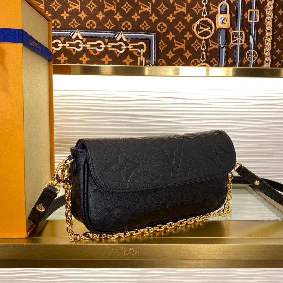 Louis Vuitton Monogram Empreinte Pochette Accessories Black Leather Shoulder Bag