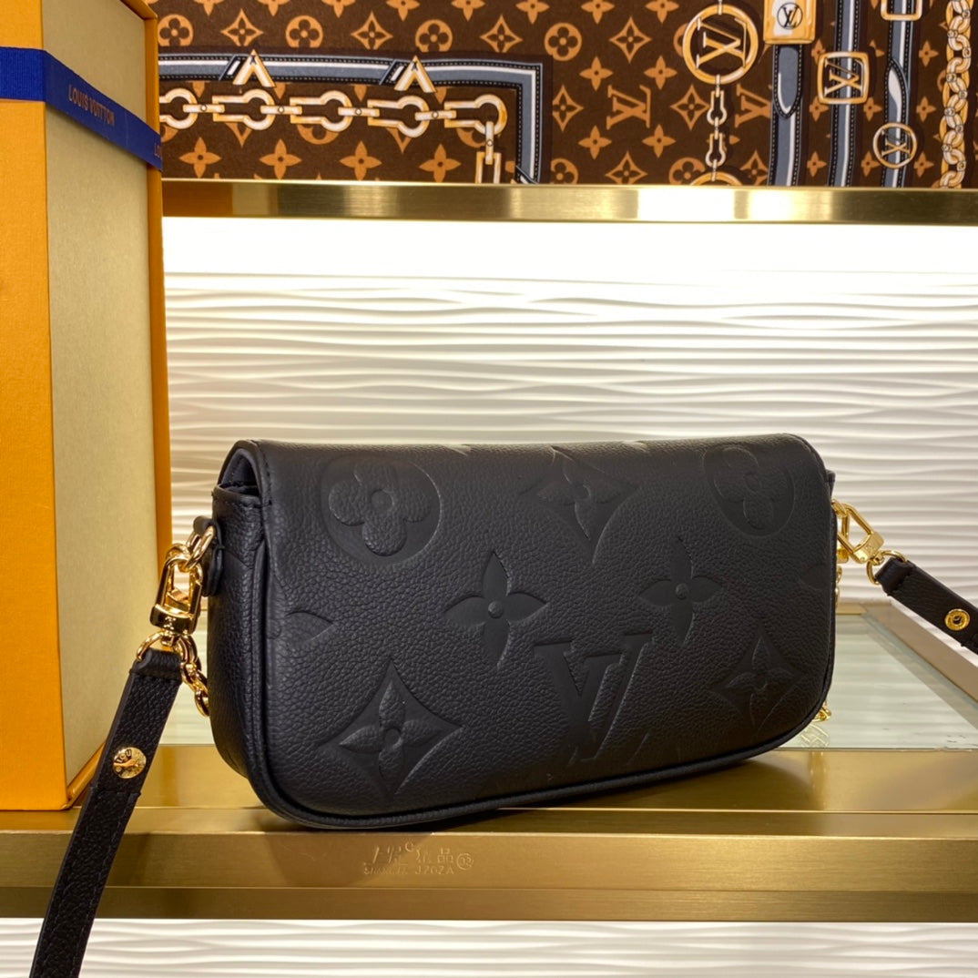 Louis Vuitton Monogram Empreinte Pochette Accessories Black Leather Shoulder Bag