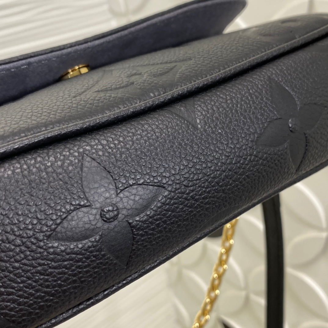 Louis Vuitton Monogram Empreinte Pochette Accessories Black Leather Shoulder Bag