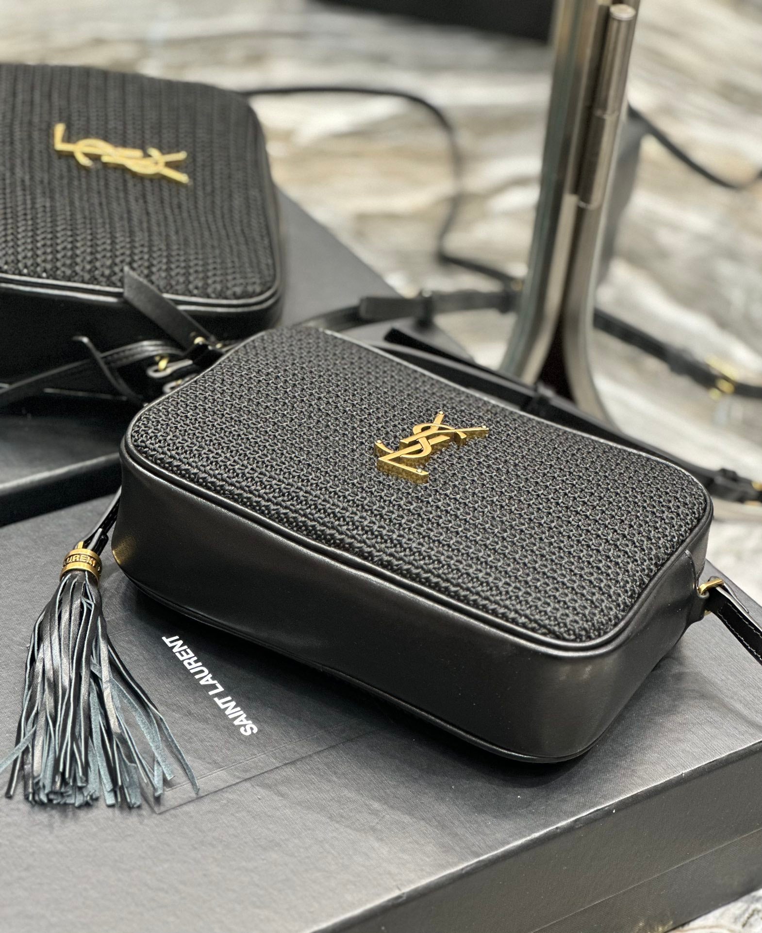 Saint Laurent Lou Camera Bag in Quilted Leather - Black