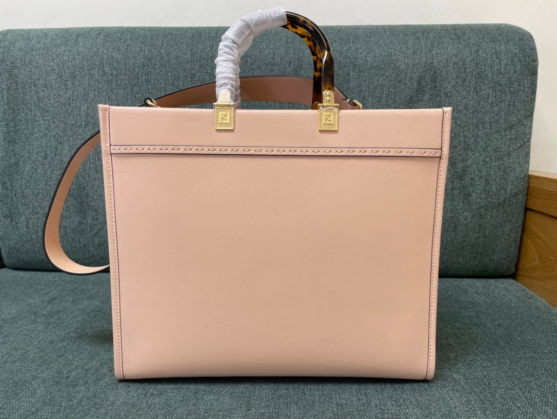 Fendi Sunshine Shopper Medium Pink Leather Tote Bag
