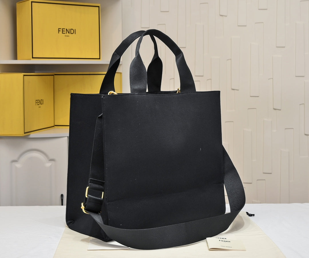 Fendace Black Logo Tote Bag - Fendi x Versace Collaboration