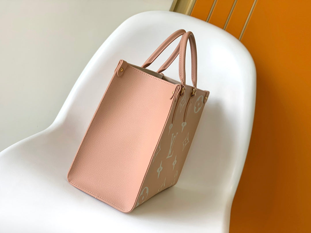 Louis Vuitton Onthego MM Monogram Empreinte Leather Tote Bag - Pink