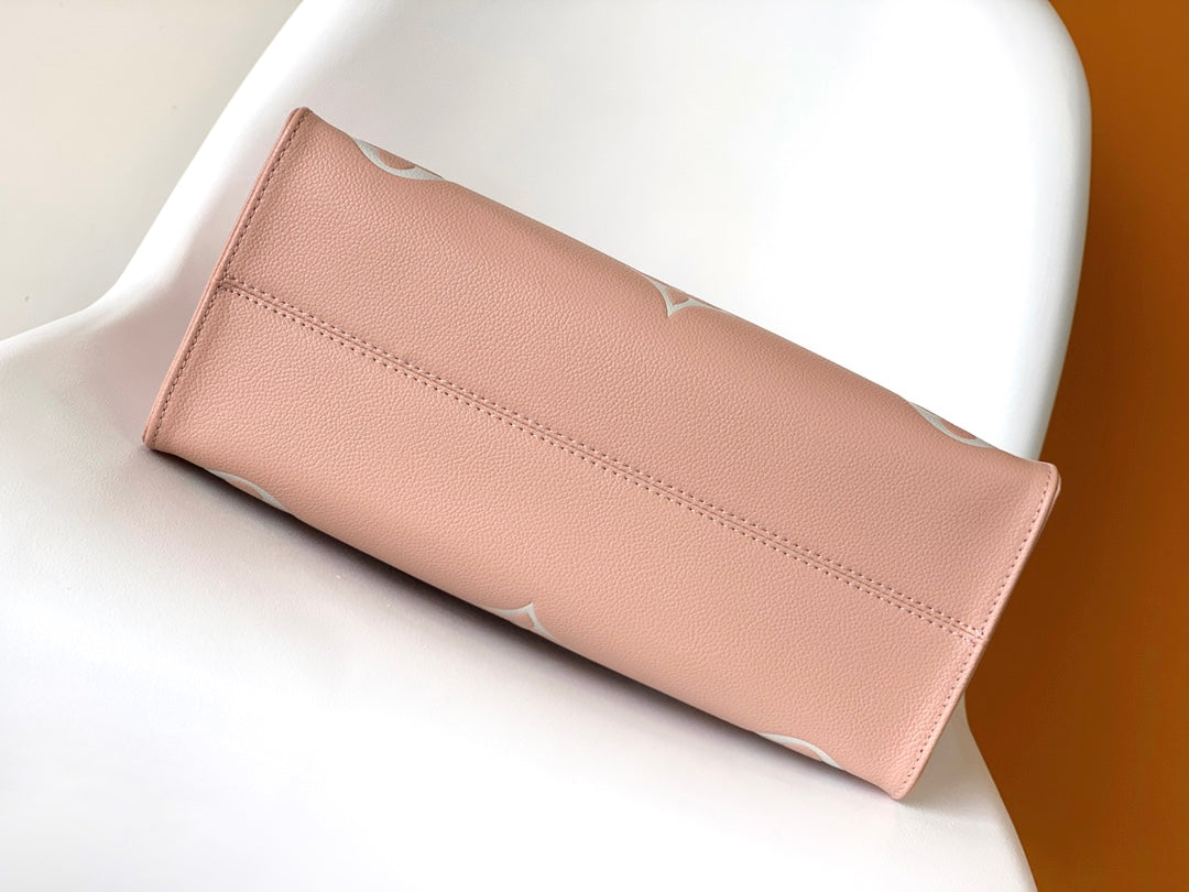 Louis Vuitton Onthego MM Monogram Empreinte Leather Tote Bag - Pink