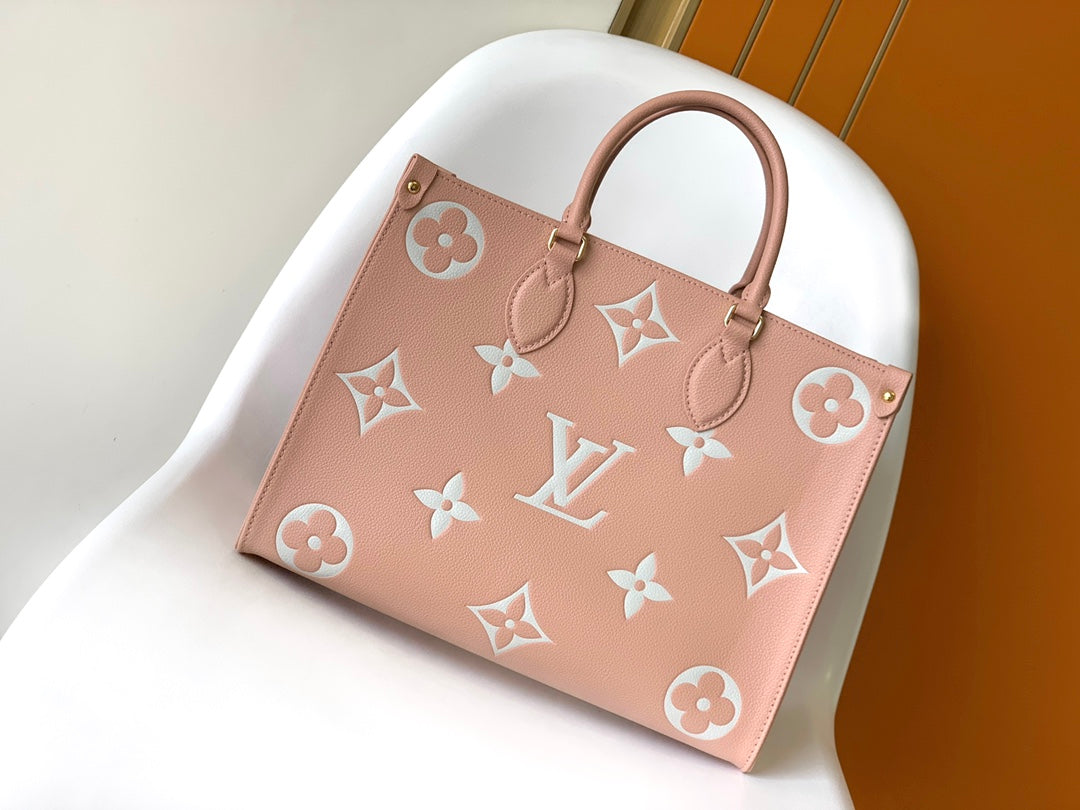 Louis Vuitton Onthego MM Monogram Empreinte Leather Tote Bag - Pink