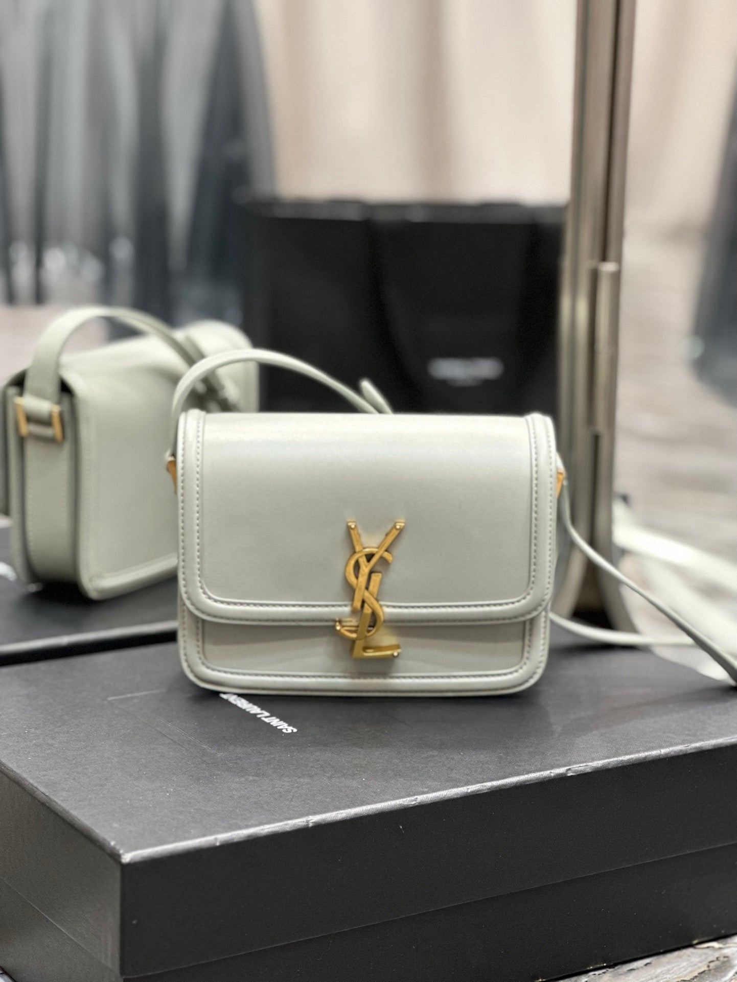 Saint Laurent Solferino Small Shoulder Bag in Box Saint Laurent Leather - Off-White