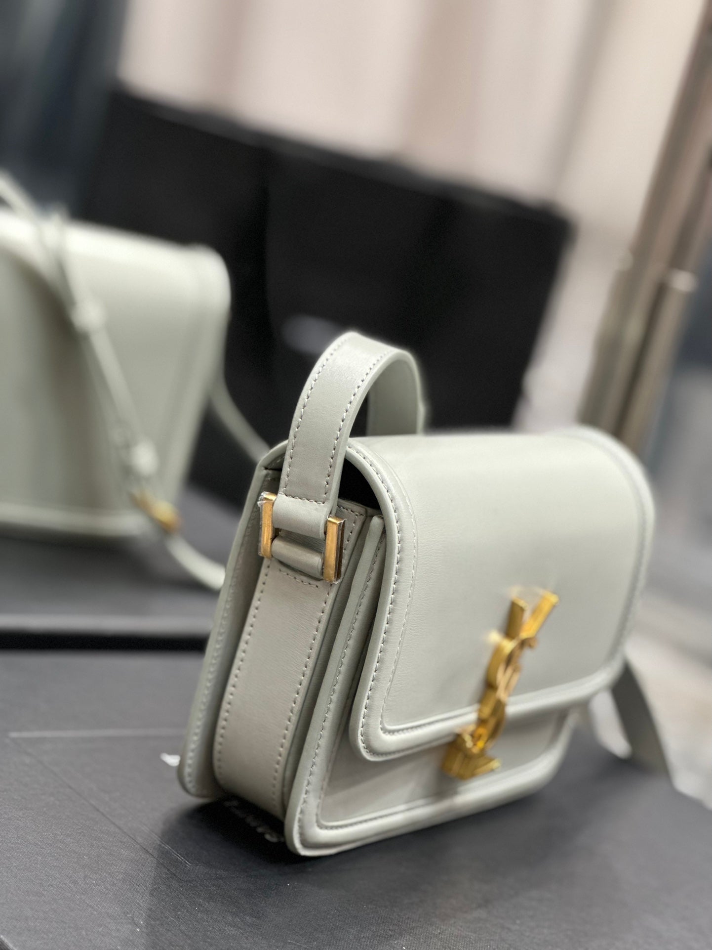 Saint Laurent Solferino Small Shoulder Bag in Box Saint Laurent Leather - Off-White