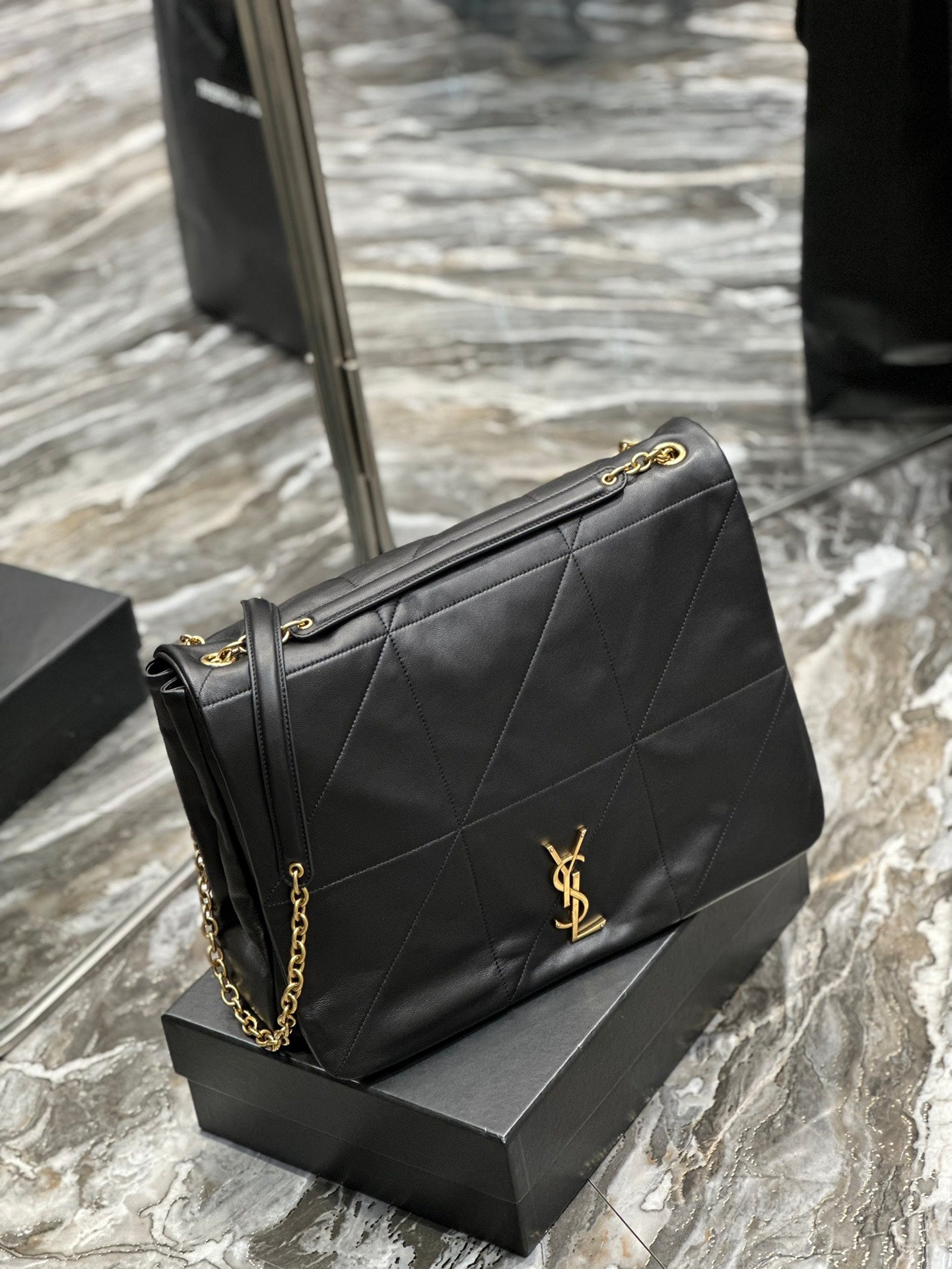 Saint Laurent YSL Jamie 4.3 Medium Quilted Lambskin Shoulder Bag in Black