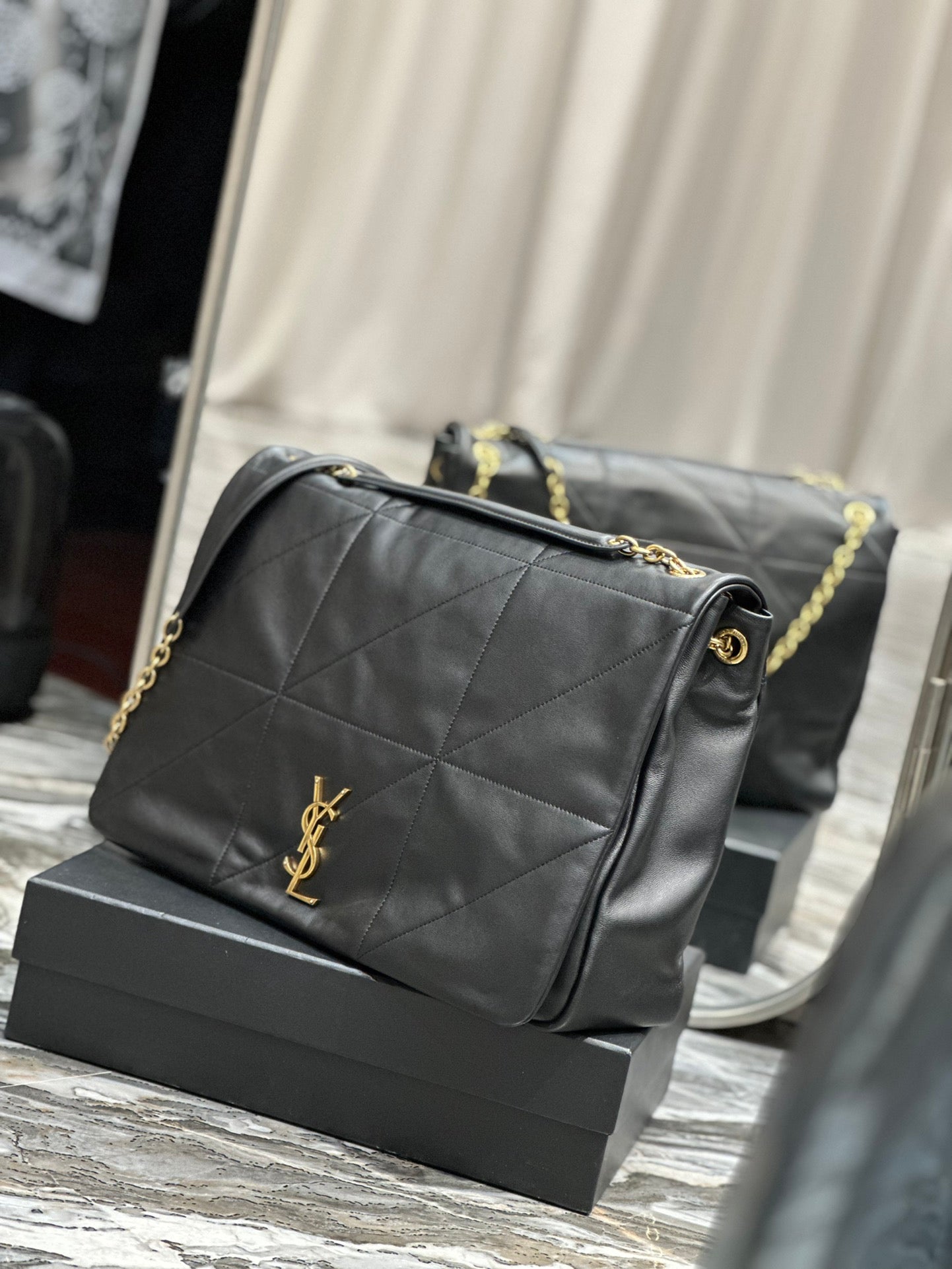 Saint Laurent YSL Jamie 4.3 Medium Quilted Lambskin Shoulder Bag in Black