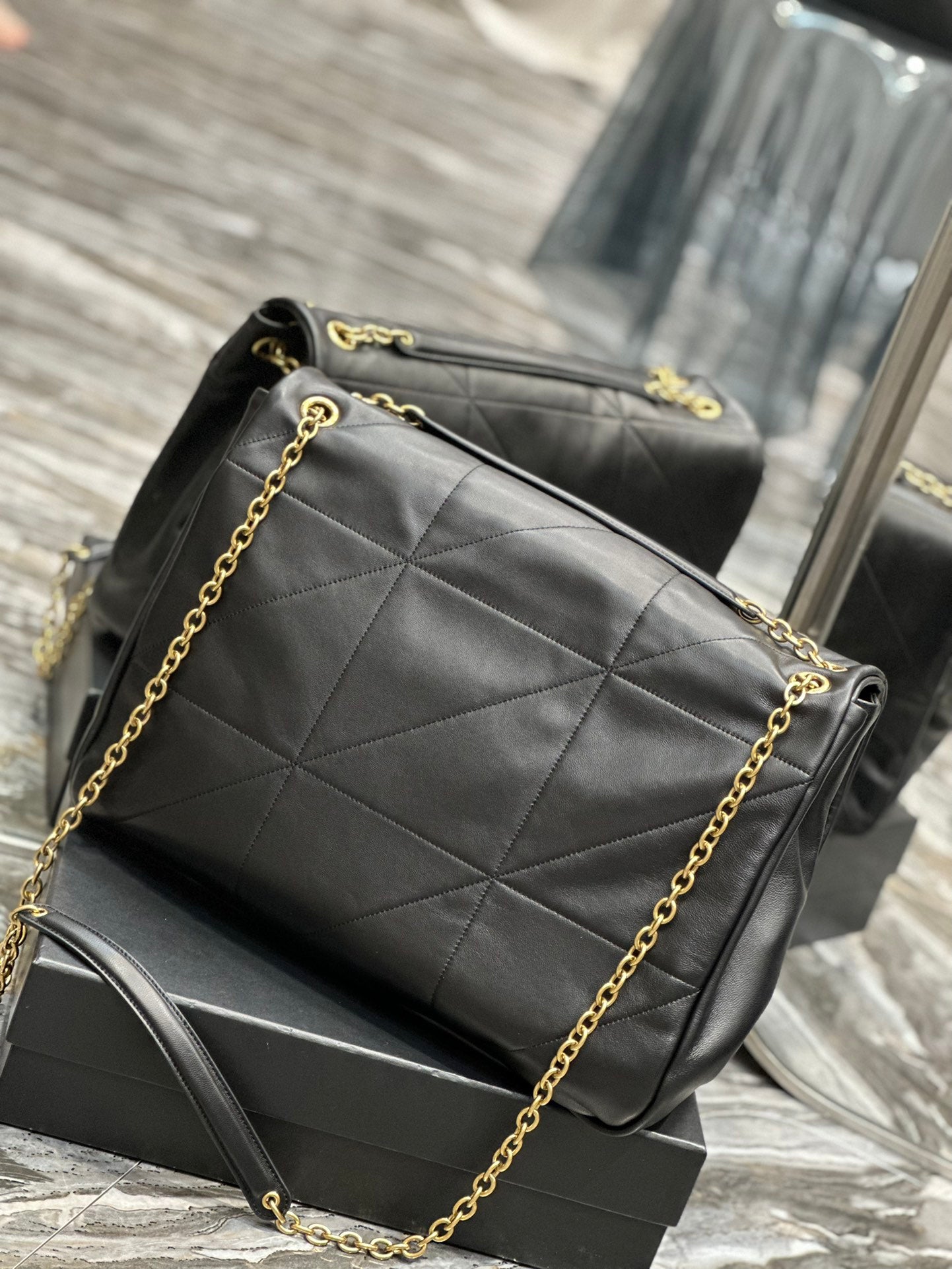 Saint Laurent YSL Jamie 4.3 Medium Quilted Lambskin Shoulder Bag in Black