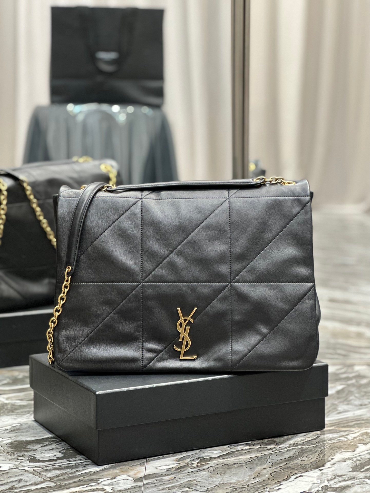 Saint Laurent YSL Jamie 4.3 Medium Quilted Lambskin Shoulder Bag in Black