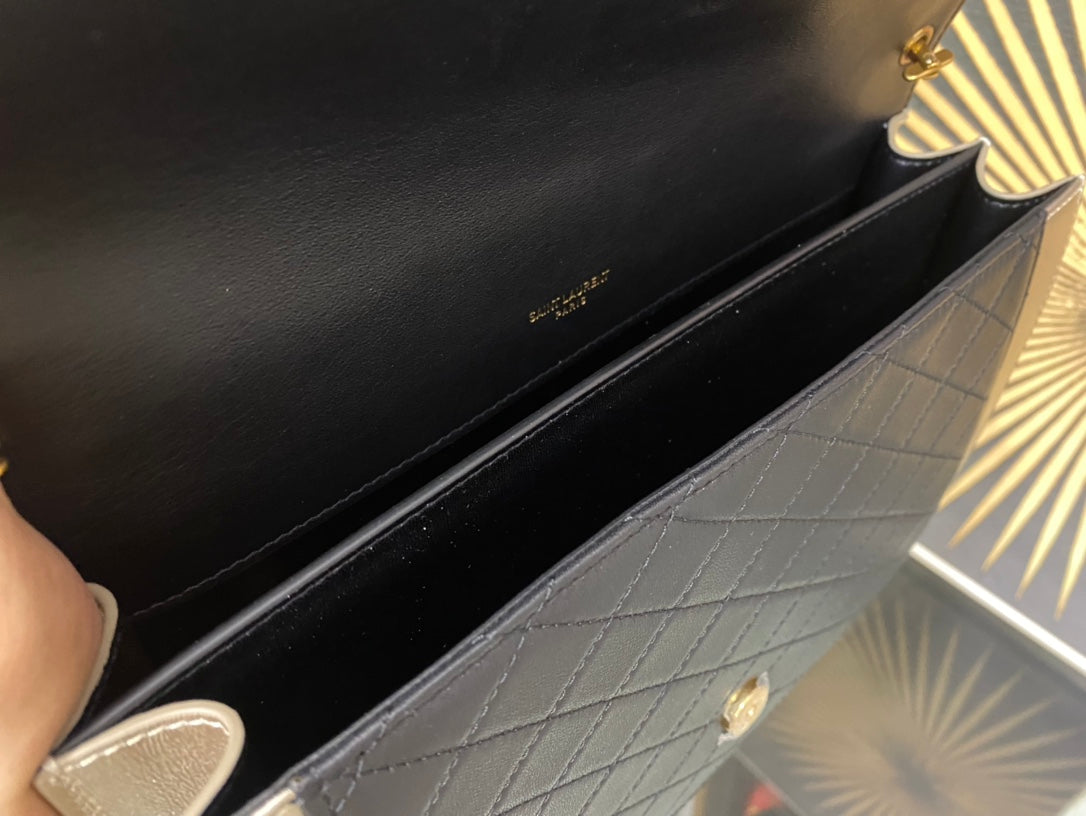Saint Laurent Gaby Small Shoulder Bag in Quilted Leather - Black/Silver