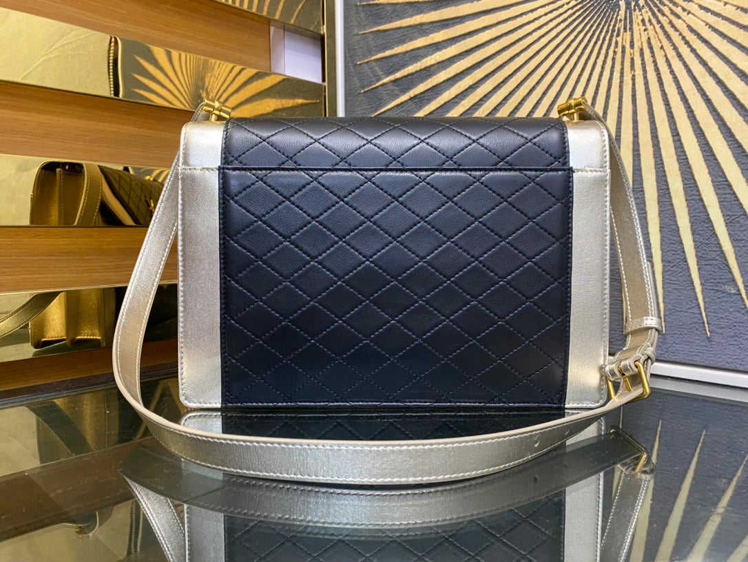 Saint Laurent Gaby Small Shoulder Bag in Quilted Leather - Black/Silver