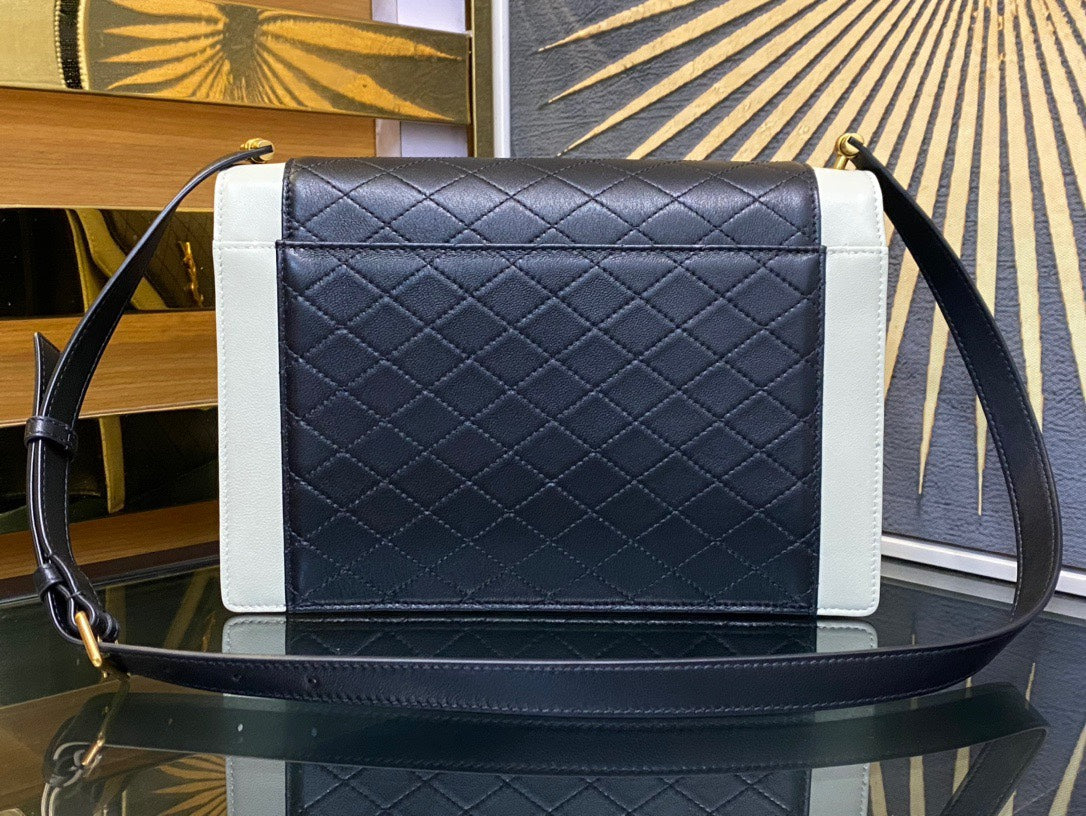 Saint Laurent Gaby Medium Shoulder Bag in Quilted Leather - Black and White