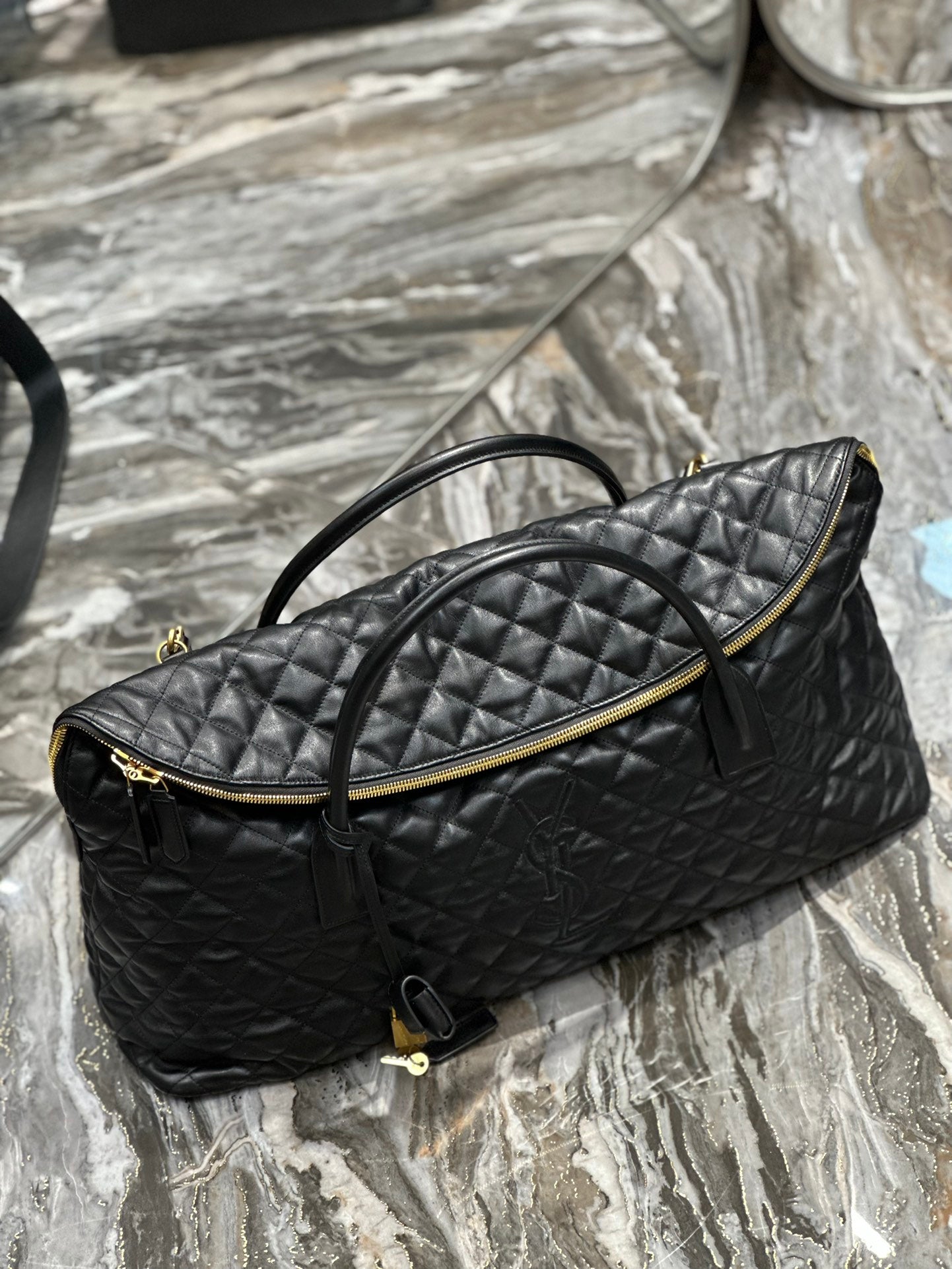 Saint Laurent Icare Maxi Shopping Bag in Quilted Lambskin - Black