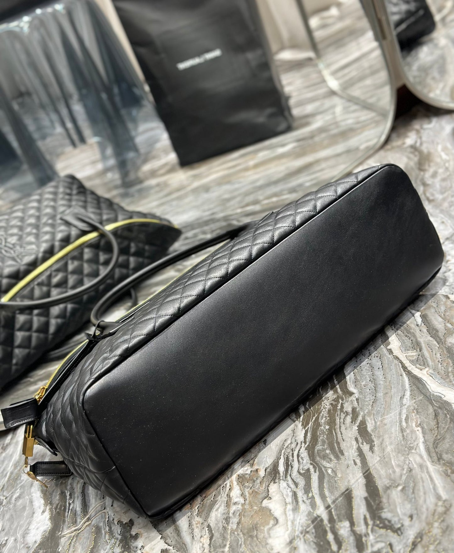Saint Laurent Icare Maxi Shopping Bag in Quilted Lambskin - Black