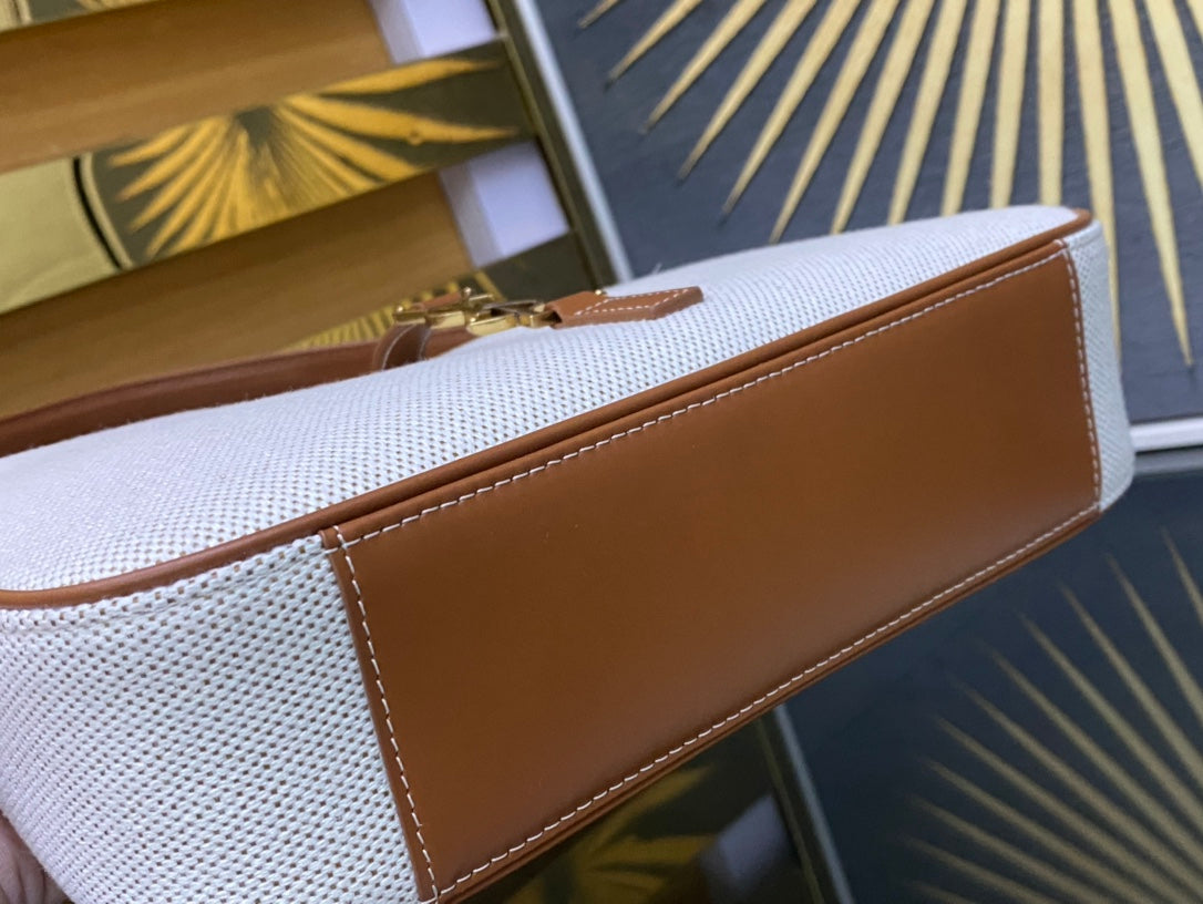 Saint Laurent LE 5 À 7 Hobo Bag in Canvas and Smooth Leather