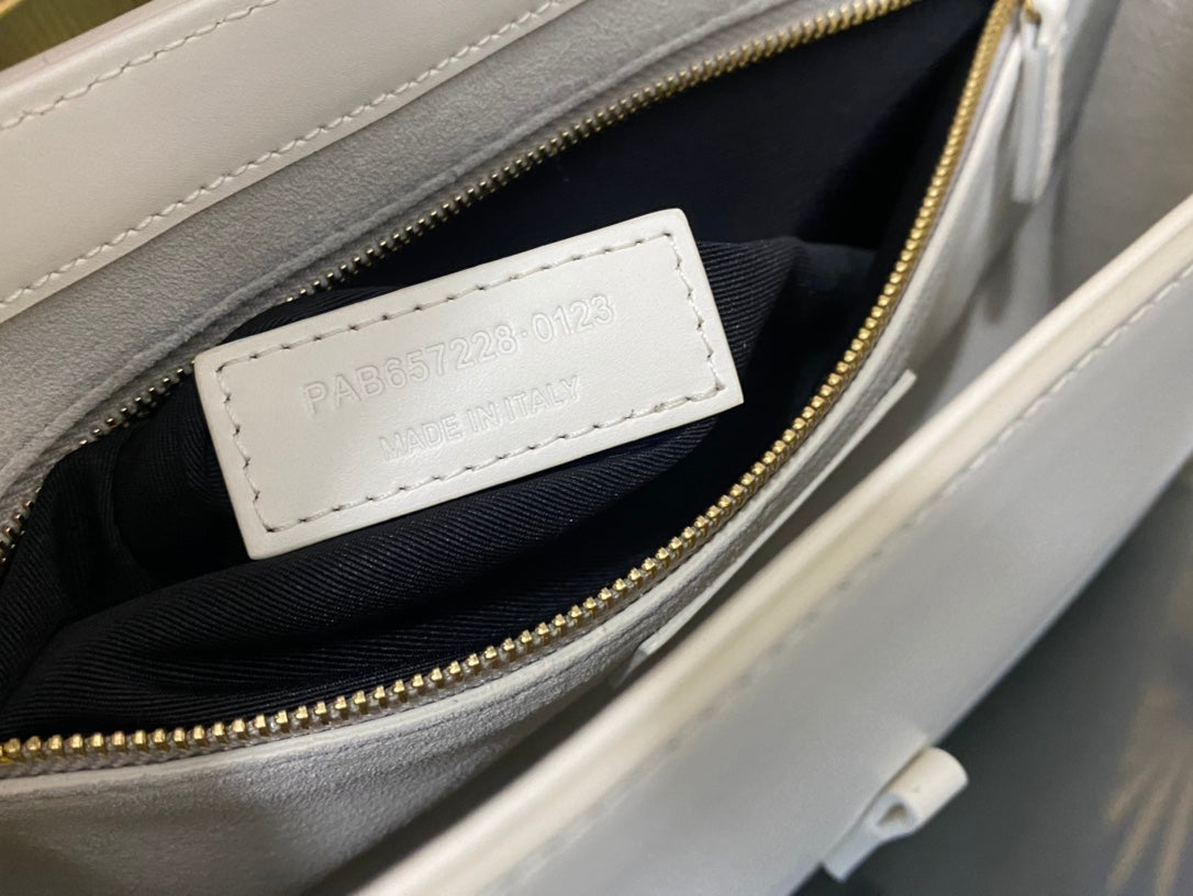 Saint Laurent Le 5 à 7 Small Hobo Bag in White Leather