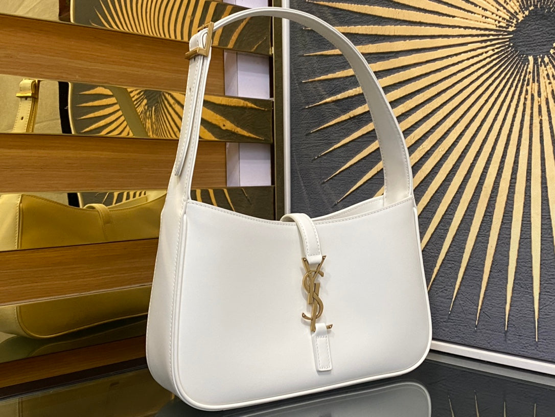 Saint Laurent Le 5 à 7 Small Hobo Bag in White Leather