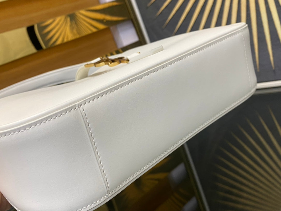 Saint Laurent Le 5 à 7 Small Hobo Bag in White Leather