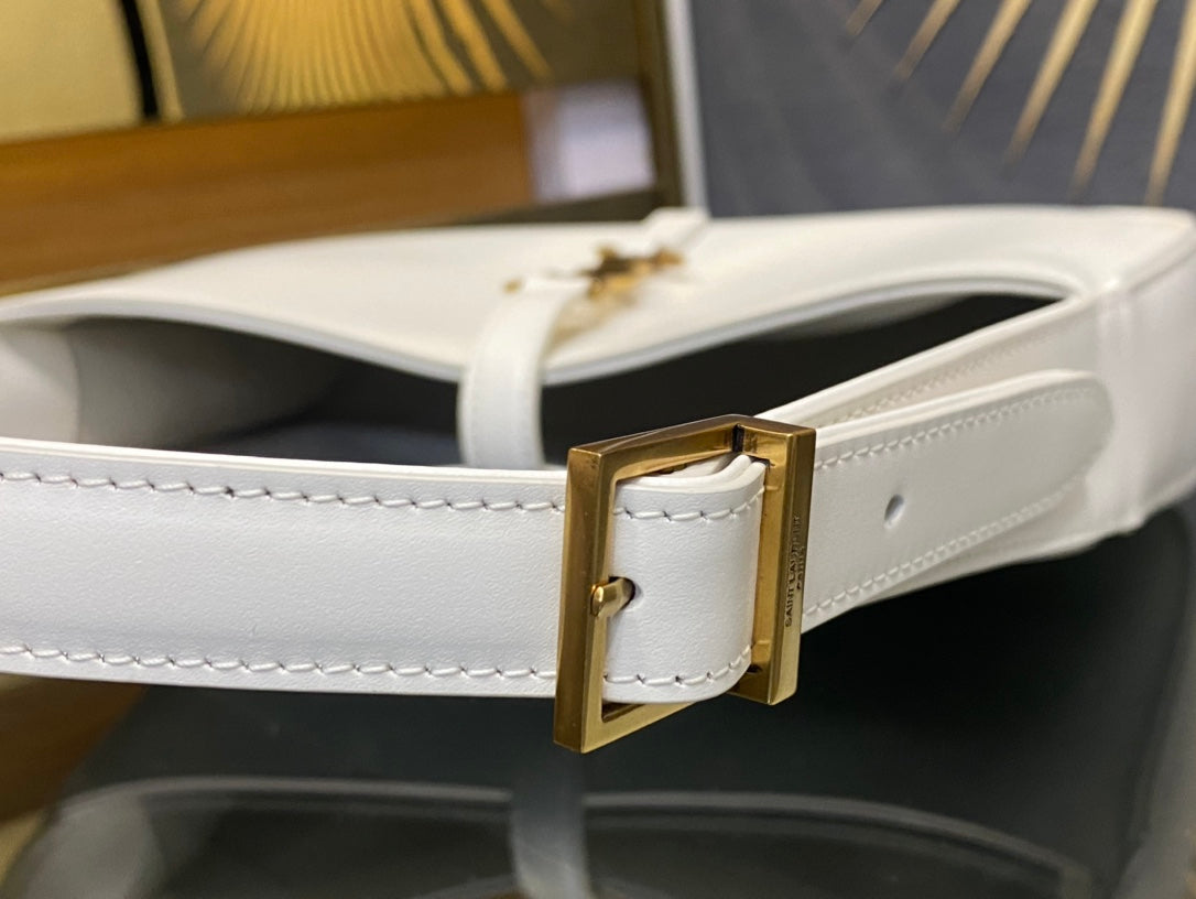 Saint Laurent Le 5 à 7 Small Hobo Bag in White Leather