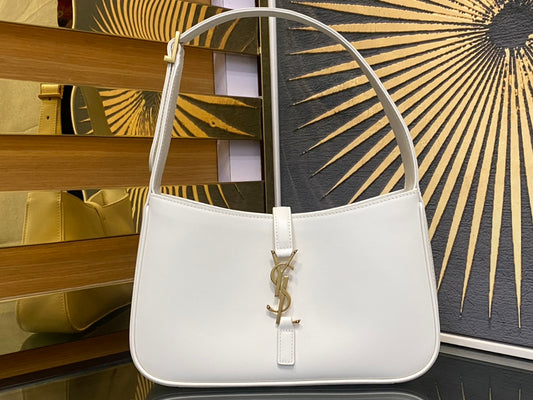 Saint Laurent Le 5 à 7 Small Hobo Bag in White Leather