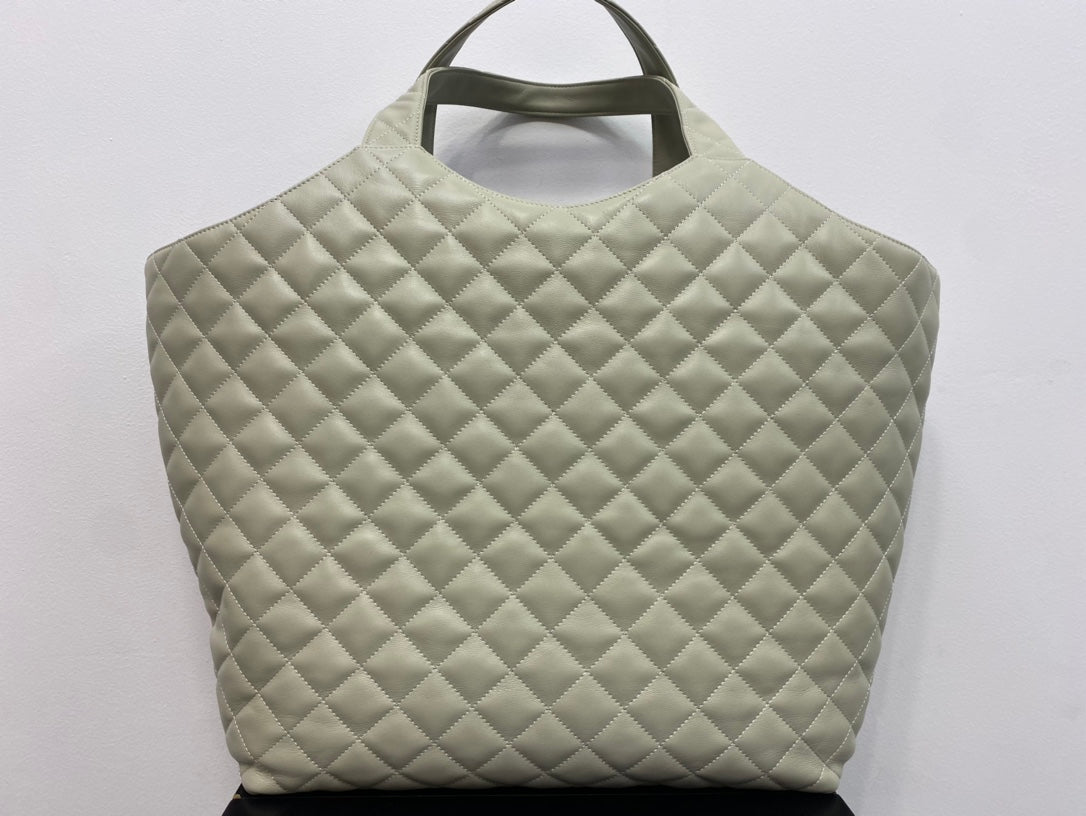 Saint Laurent Icare Maxi Shopping Bag in Quilted Leather - Sage Green
