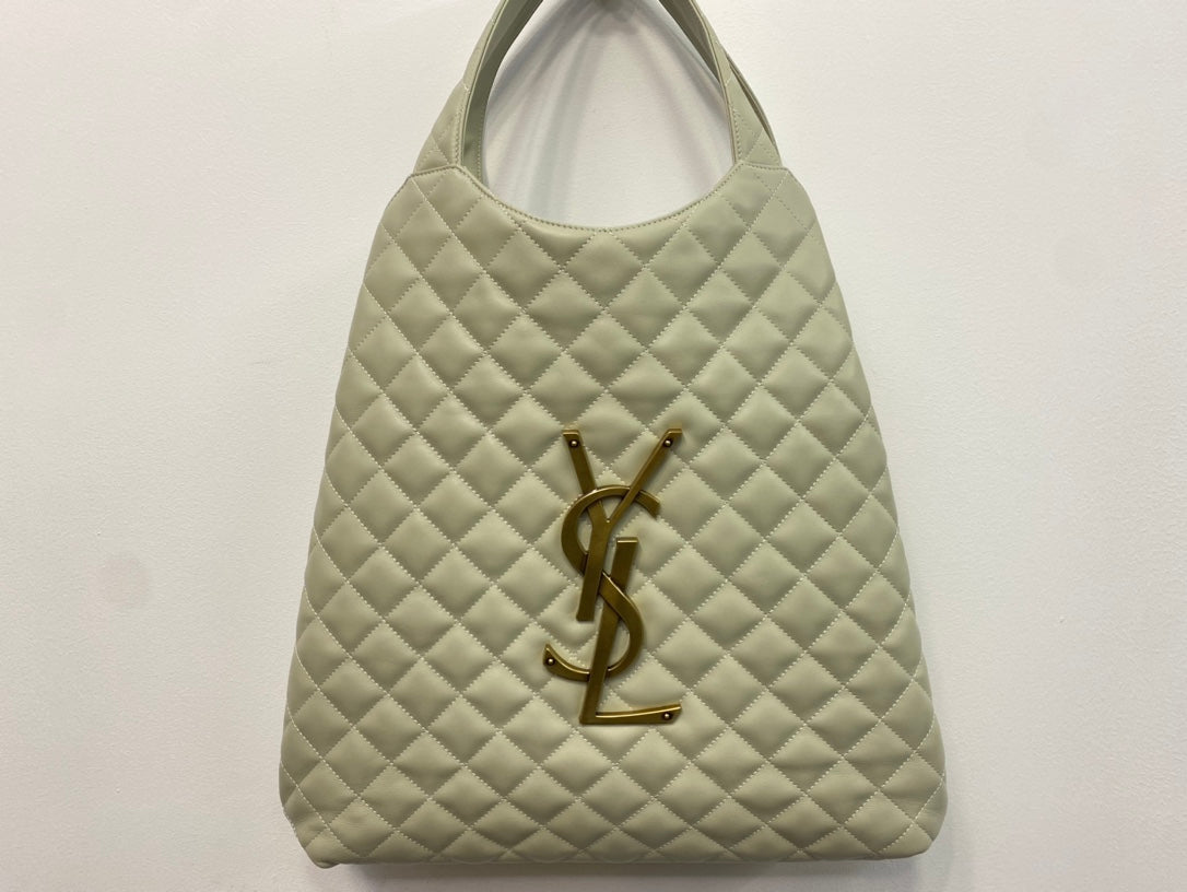 Saint Laurent Icare Maxi Shopping Bag in Quilted Leather - Sage Green