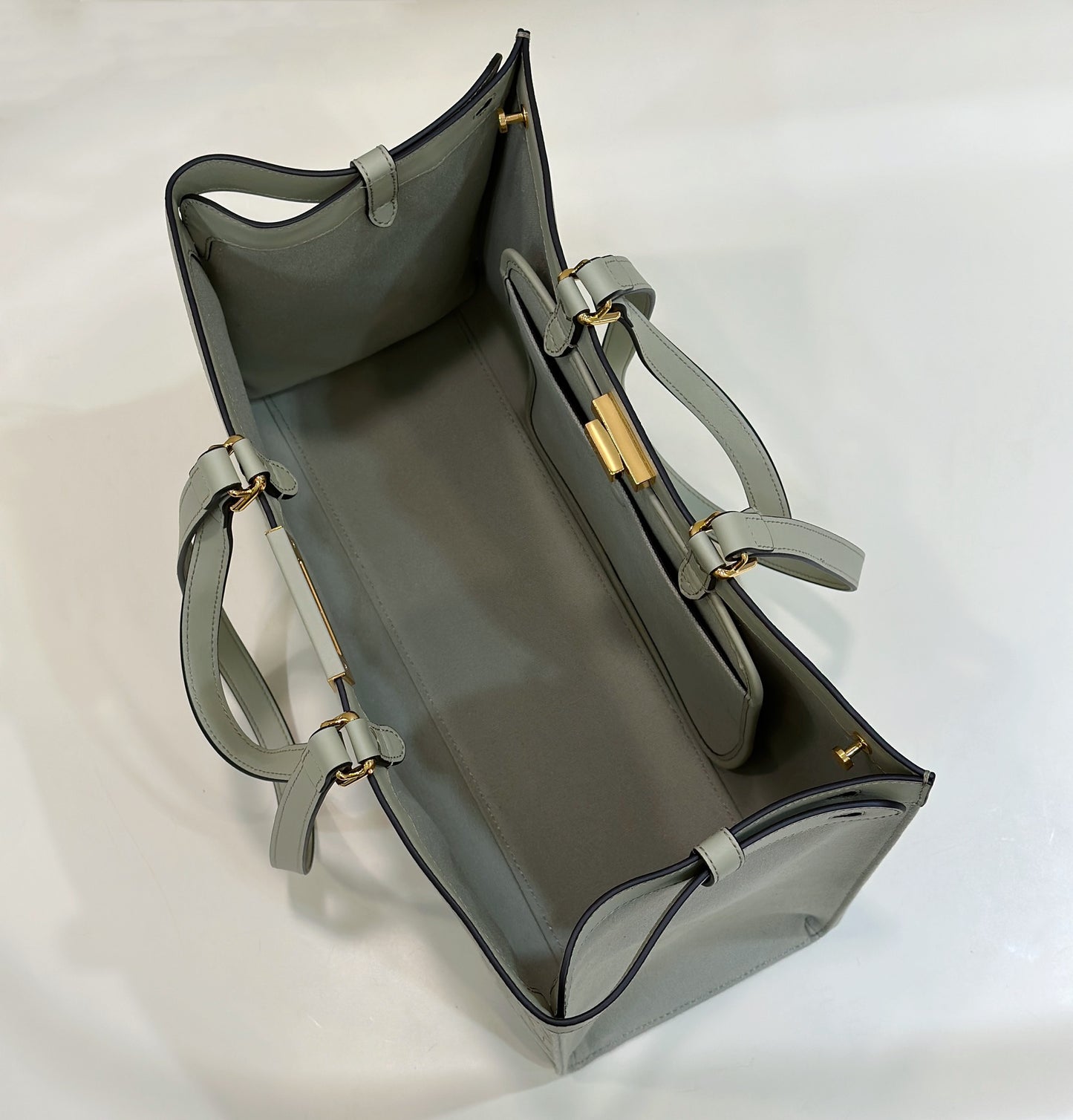 Fendi FF Monogram Canvas Peekaboo X-Tote Bag - Sage Green