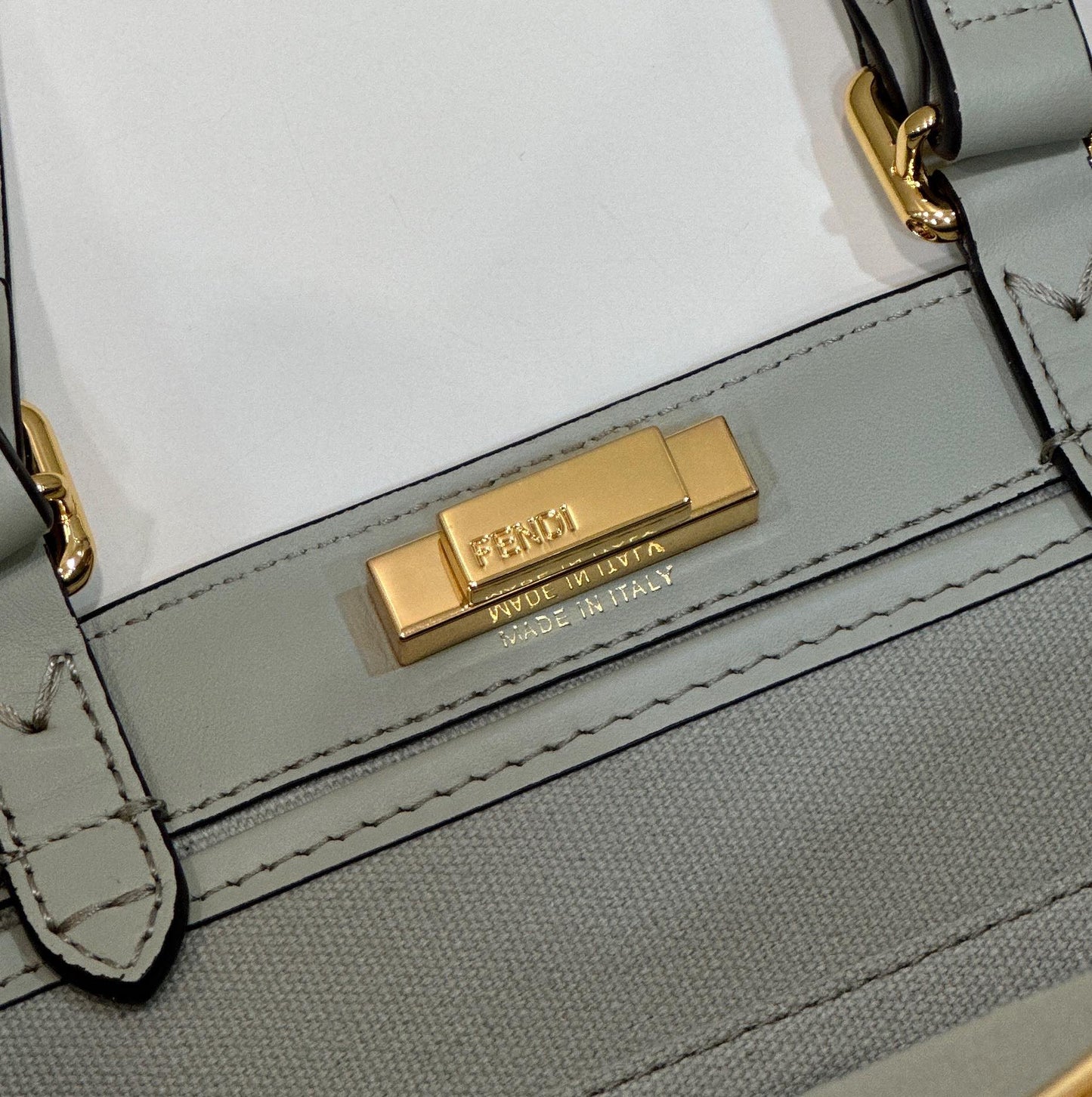 Fendi FF Monogram Canvas Peekaboo X-Tote Bag - Sage Green
