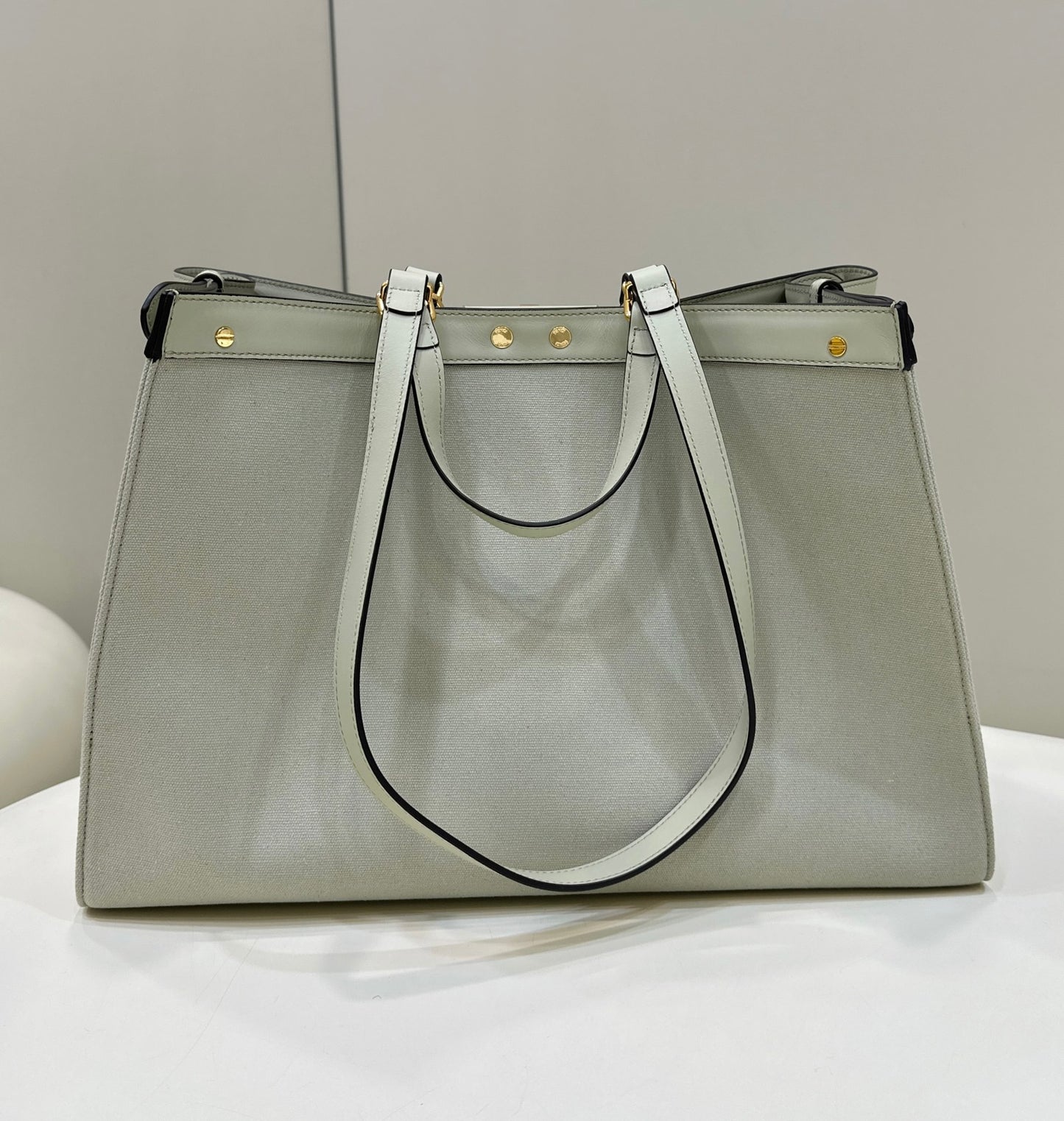 Fendi FF Monogram Canvas Peekaboo X-Tote Bag - Sage Green