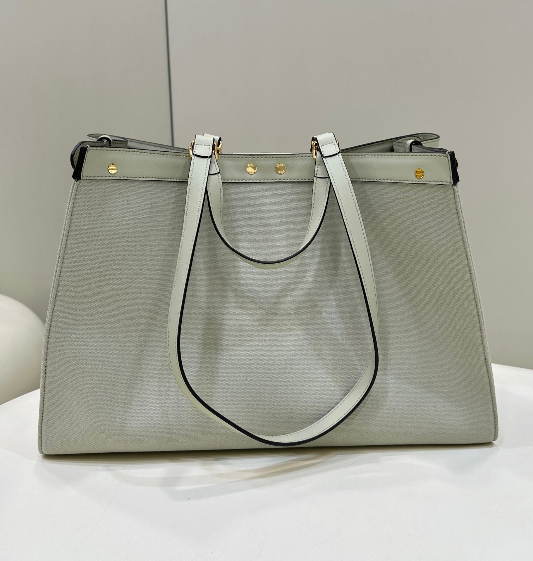 Fendi FF Monogram Canvas Peekaboo X-Tote Bag - Sage Green