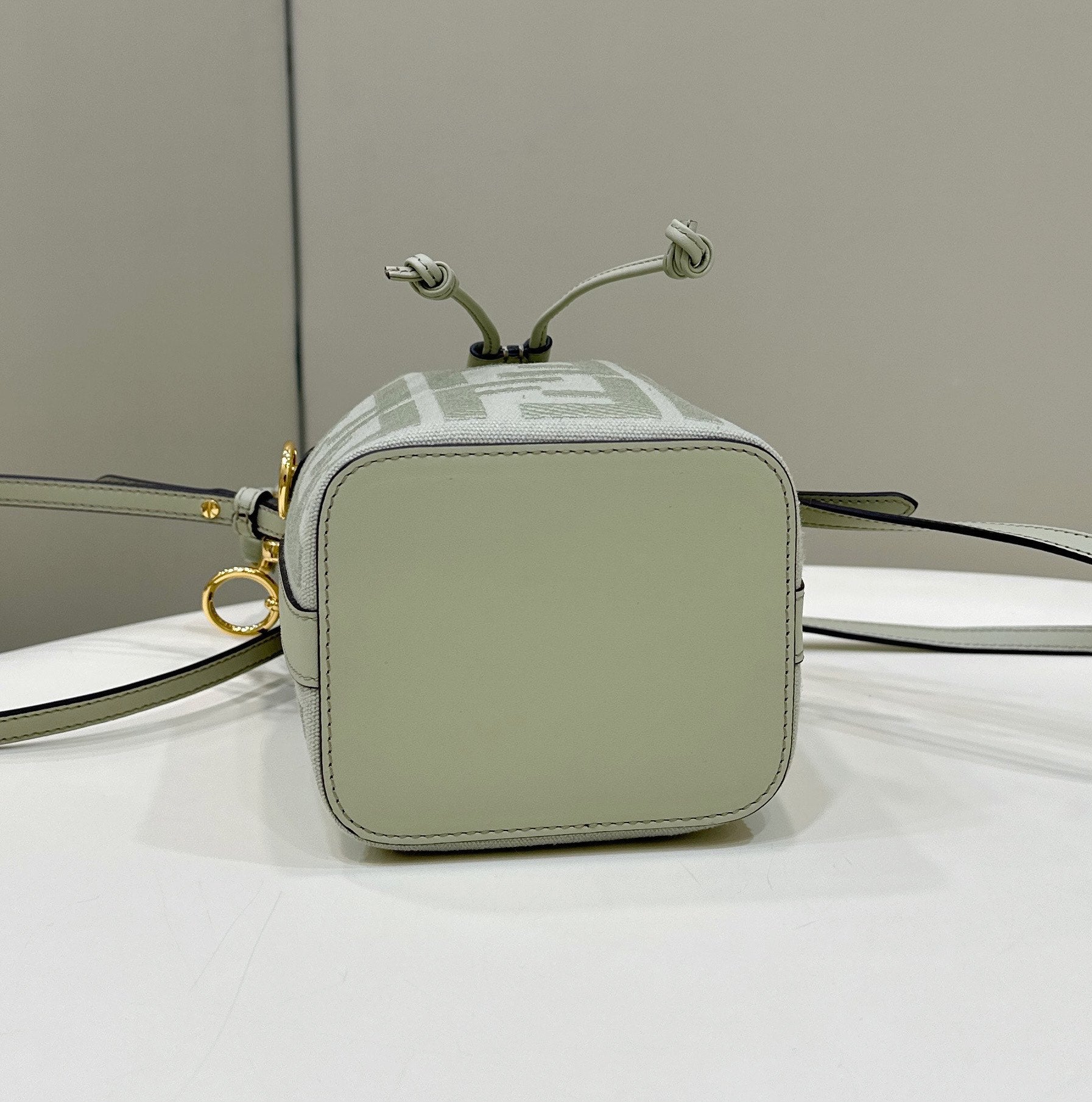 Fendi Mon Tresor Mini Bucket Bag in Mint Green Leather with Braided Handle