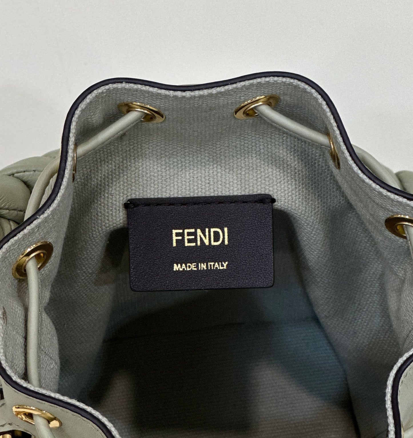 Fendi Mon Tresor Mini Bucket Bag in Mint Green Leather with Braided Handle