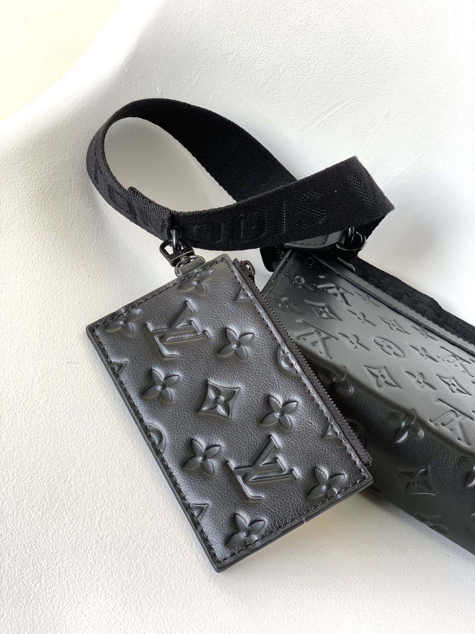 Louis Vuitton Trio Messenger Monogram Shadow Leather - Black Crossbody Bag