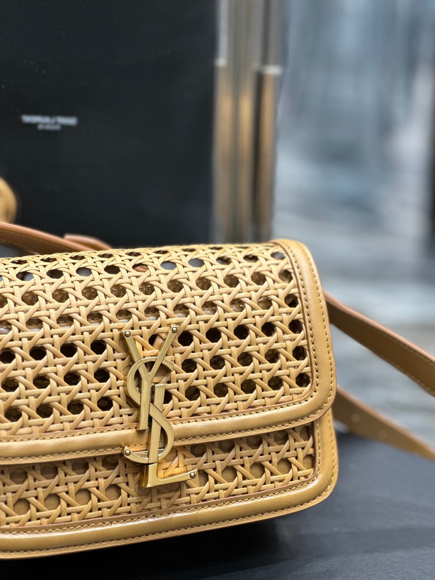 Saint Laurent Small Solferino Satchel in Perforated Leather - Mustard Yellow