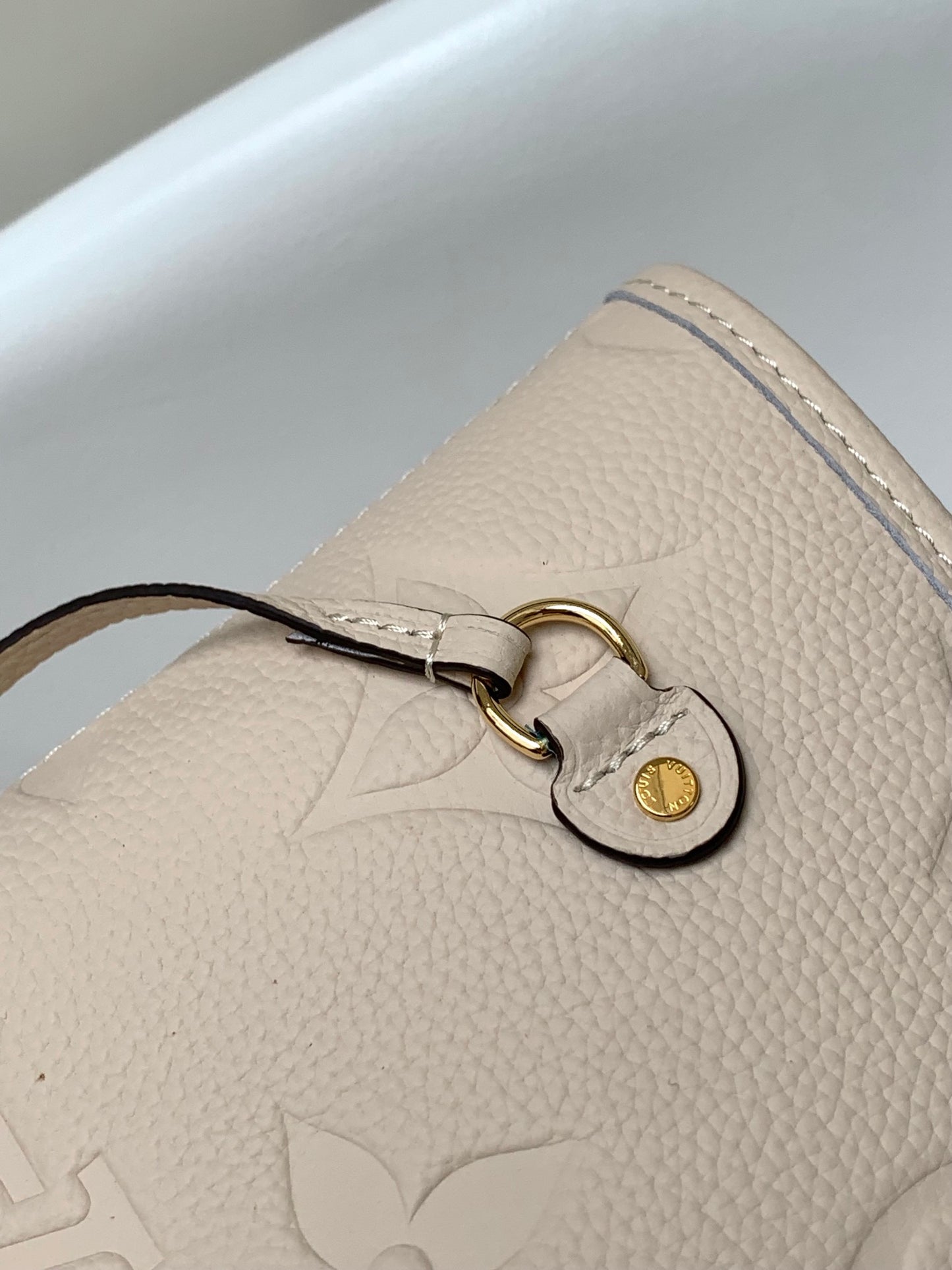 Louis Vuitton Neverfull MM Monogram Empreinte Leather Tote Bag - Beige