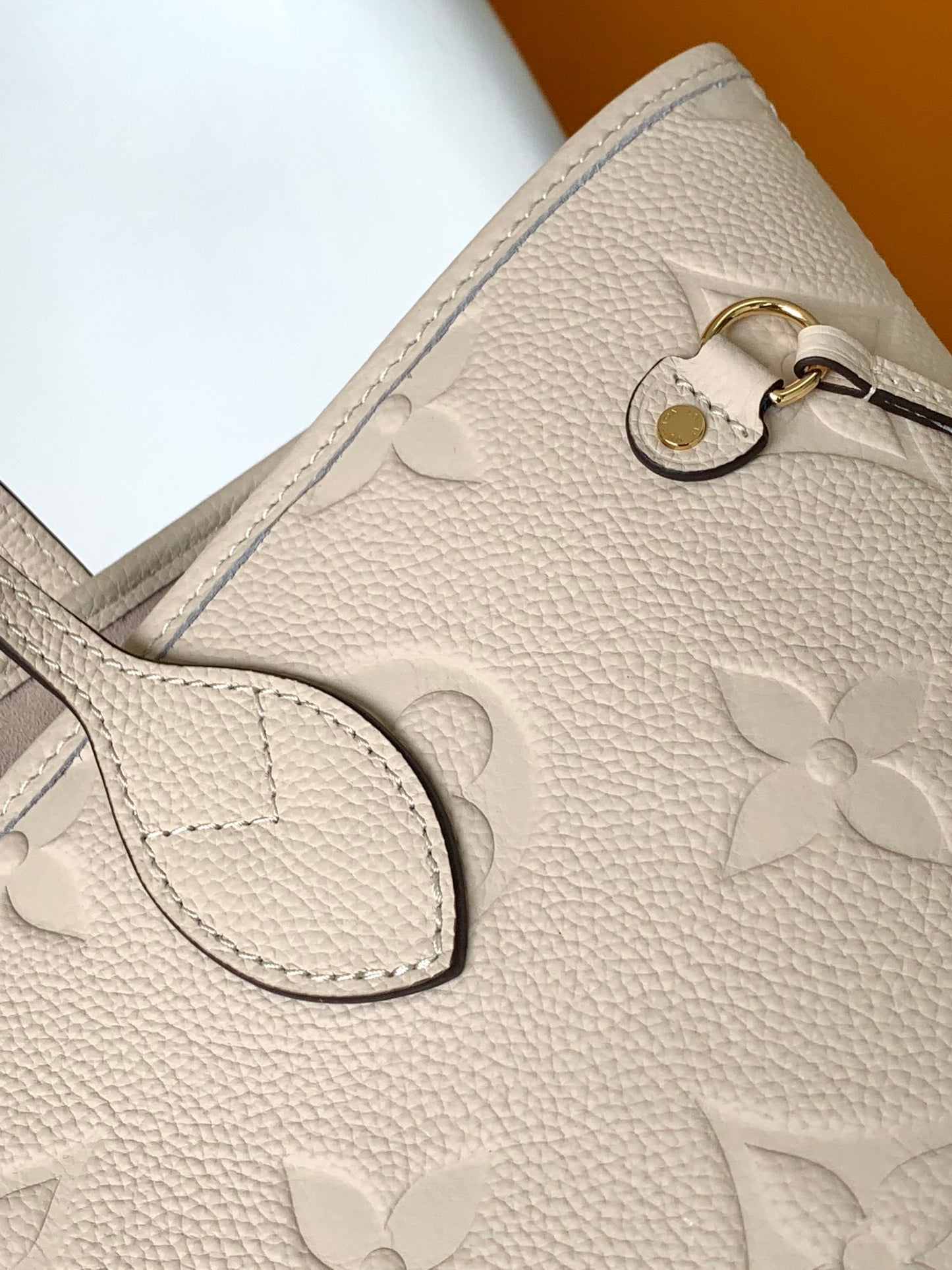 Louis Vuitton Neverfull MM Monogram Empreinte Leather Tote Bag - Beige