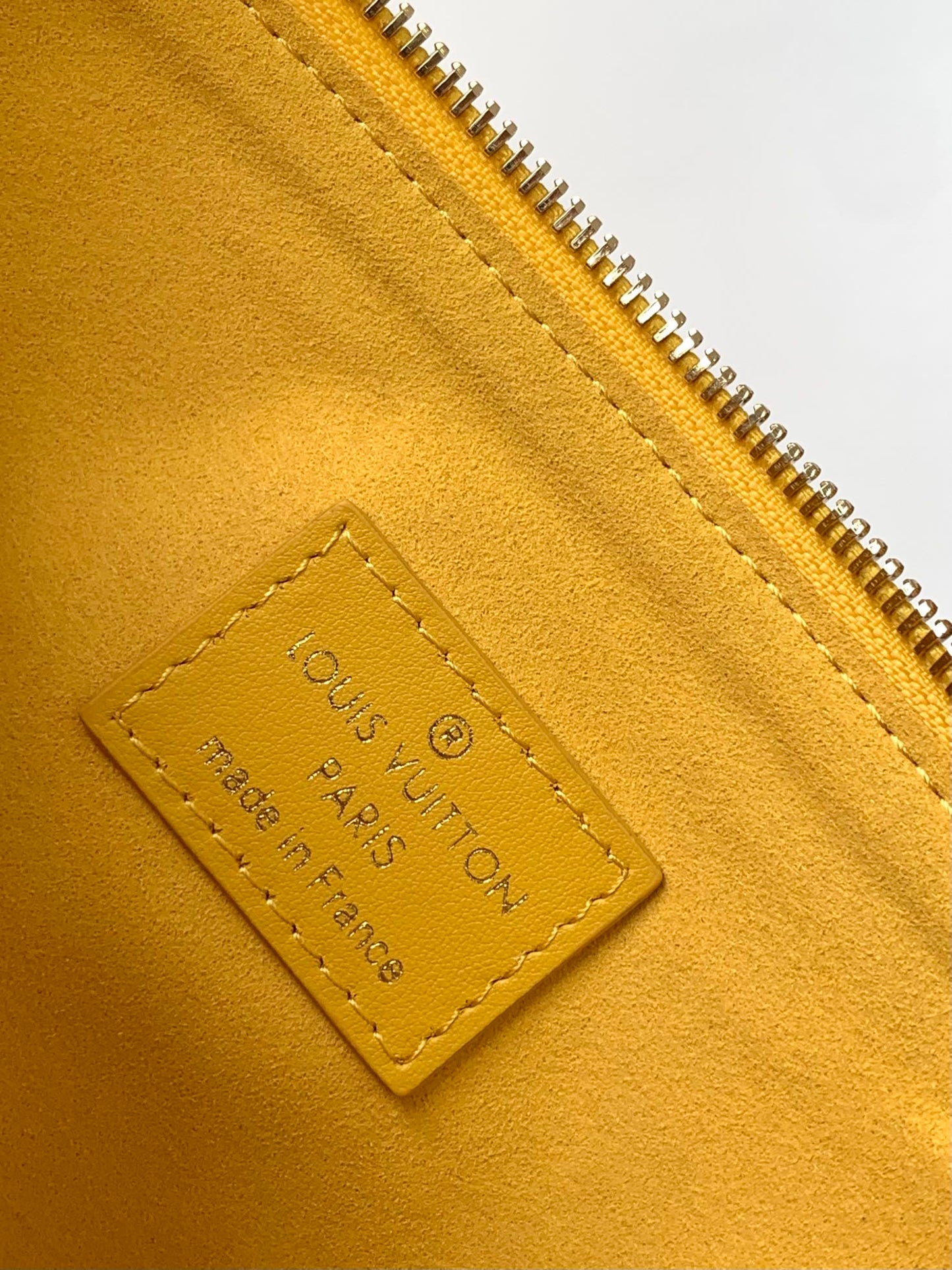 Yellow Quilted Crossbody Bag with Wide Branded Strap and Gold Chain Handle