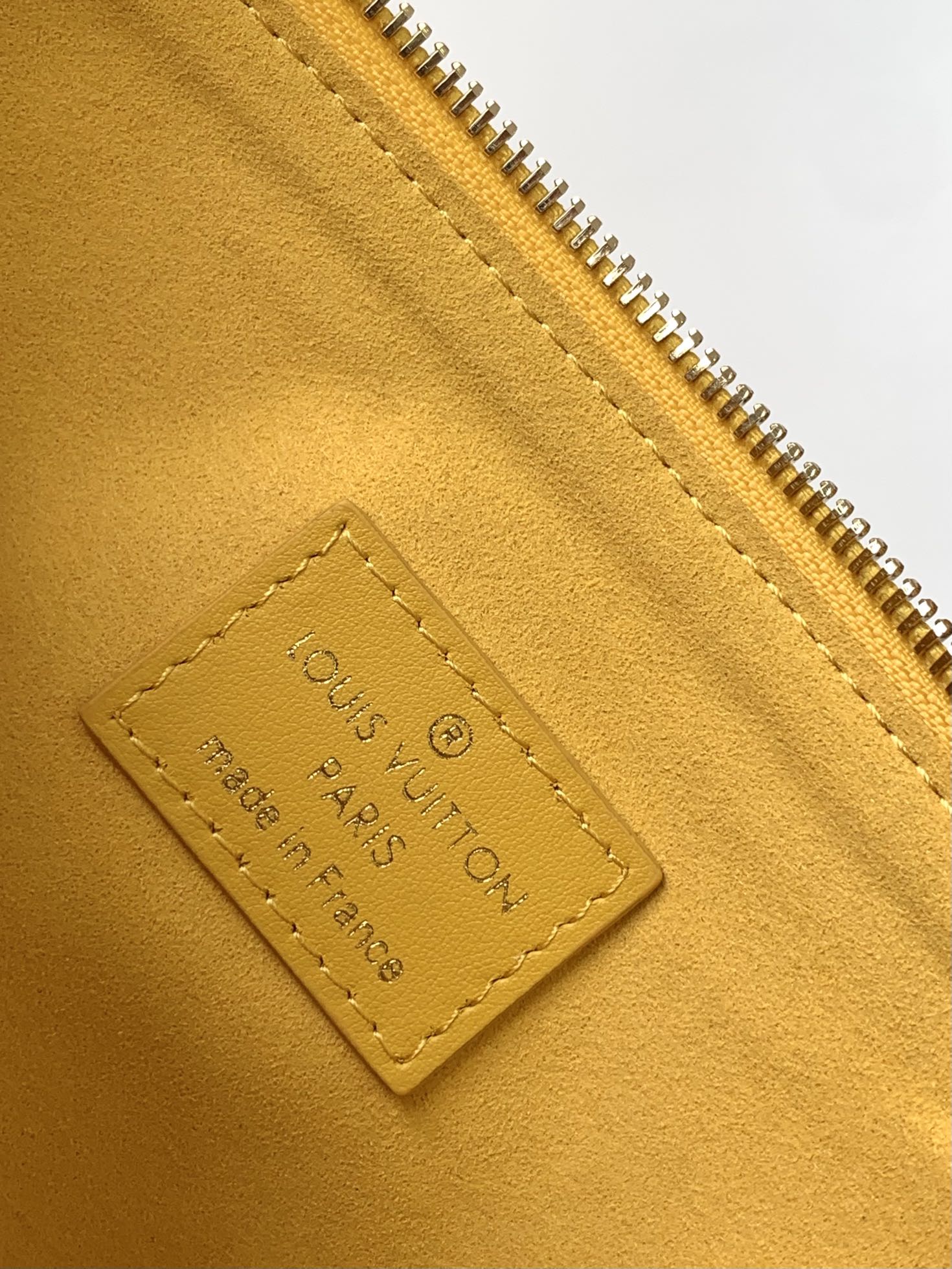 Yellow Quilted Crossbody Bag with Wide Branded Strap and Gold Chain Handle