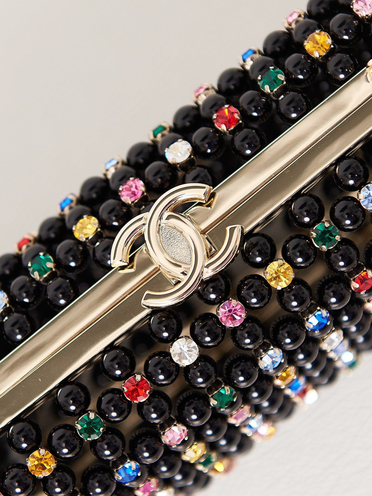 Black Studded Evening Clutch Crossbody Bag with Chain Strap