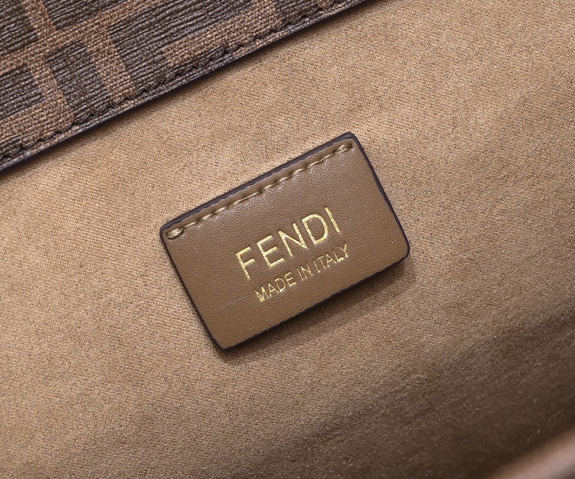 Fendi Sunshine Medium FF Motif Tote Bag - Brown Fabric Roma Shopper