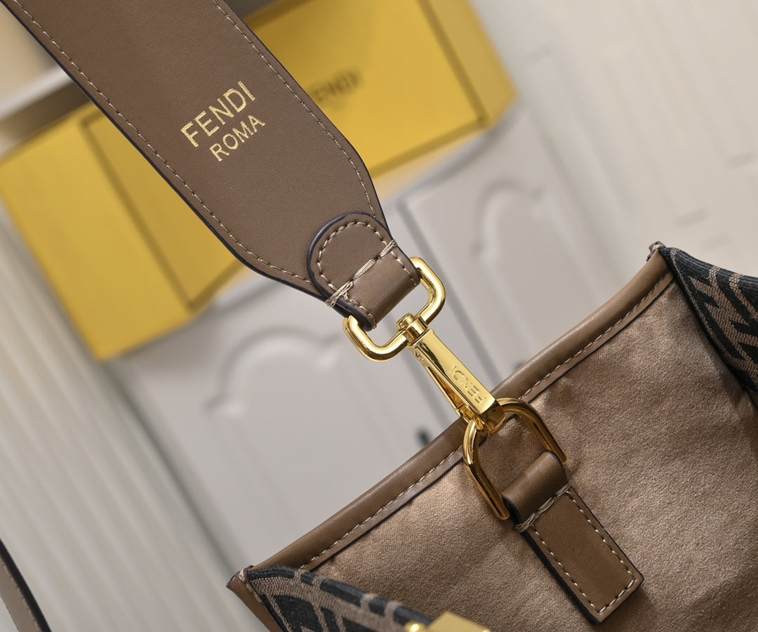 Fendi Sunshine Medium Shopper Bag - Brown FF Fabric with Leather Trim