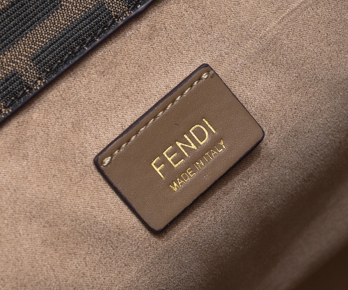 Fendi Sunshine Medium Shopper Bag - Brown FF Fabric with Leather Trim