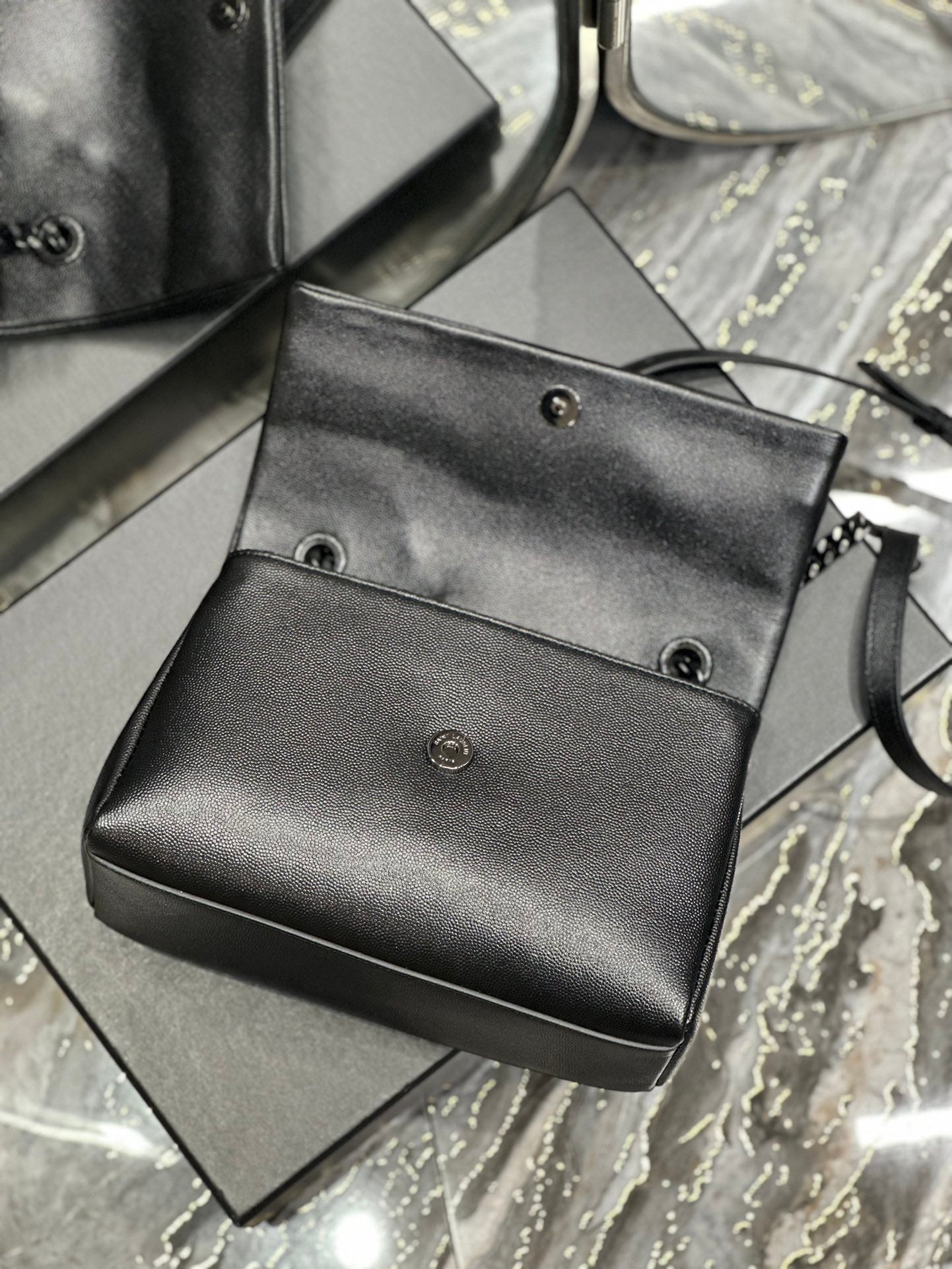 Saint Laurent Kate Small Monogram Shoulder Bag in Black Leather with Black Hardware