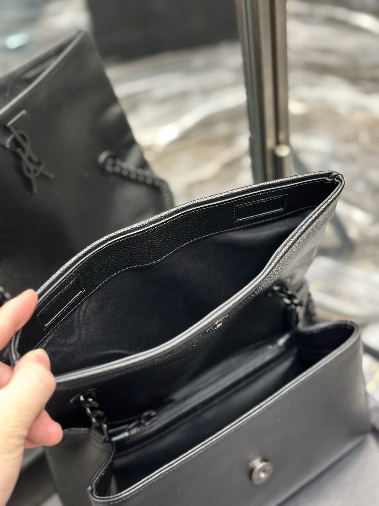 Saint Laurent Kate Small Monogram Shoulder Bag in Black Leather with Black Hardware