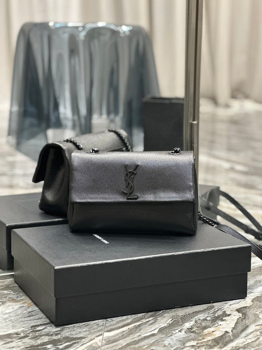 Saint Laurent Kate Small Monogram Shoulder Bag in Black Leather with Black Hardware
