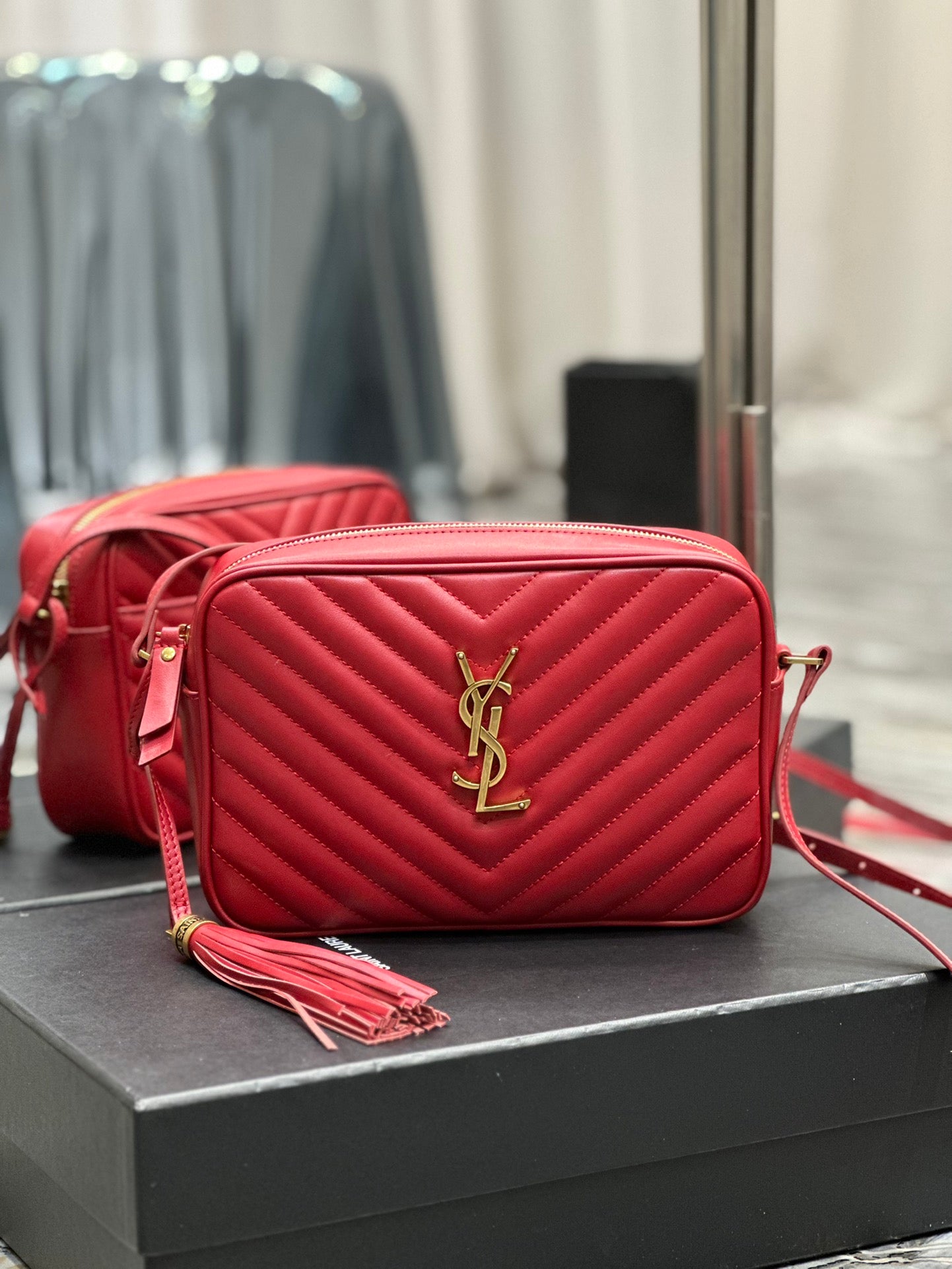 Saint Laurent Lou Camera Bag in Quilted Leather - Red